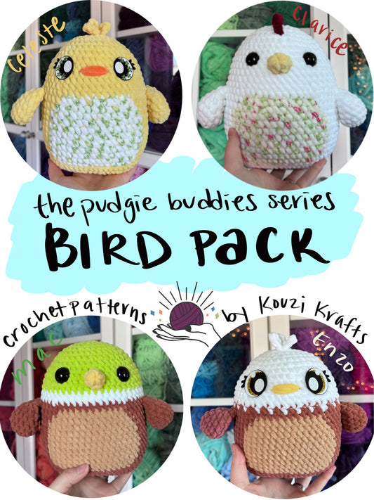 4in1 Bird Pack; Chicken, Chick, Mallard Duck, Eagle Crochet Patterns DIGITAL DOWNLOAD